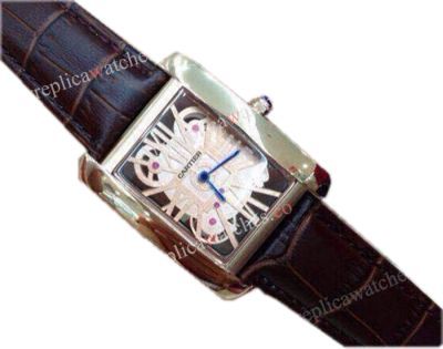 Replica Cartier Tank Skeleton Quartz Watch Rose Gold Ladies Watch